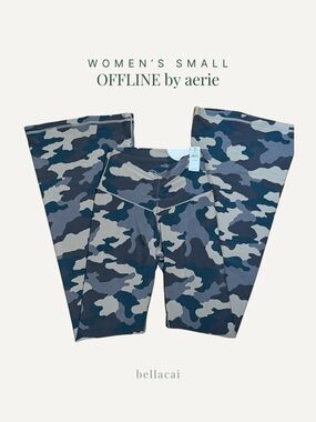 OFFLINE | by Aerie Real ME High Waisted Flare Legging Camo Scrunch Small NWT